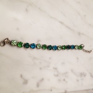 Green and blue rhinestone bracelet